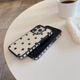 thumbnail image 6 of Cute Black Polka Dots Matte Phone Case Compatible with iPhone 14/13,Retro Classy Trendy Slim Sleek One Piece Girly Full Side Print Cover for iPhone 13/iPhone14 6.1" White, 6 of 12
