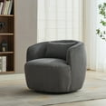 thumbnail image 3 of BSHTI 34.25" Wide Upholstered Corduroy 360°Swivel Barrel Soft Accent Chair with Pillow,Circular Reading Armchair for Living Room,Bedroom,Office,Lounge,Charcoal, 3 of 9