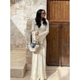 thumbnail image 5 of Women Elegant Ruffle Hem Knit White Long Dress O-neck Flare Long Sleeve Backless Bandage Dresses 2024 New Evening Party Robes, 5 of 5