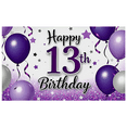 thumbnail image 2 of Purple Themed 13th Birthday Background Banner with Balloons and Confetti Party Supplies for Birthday Party Photography Props and Decors, 2 of 7