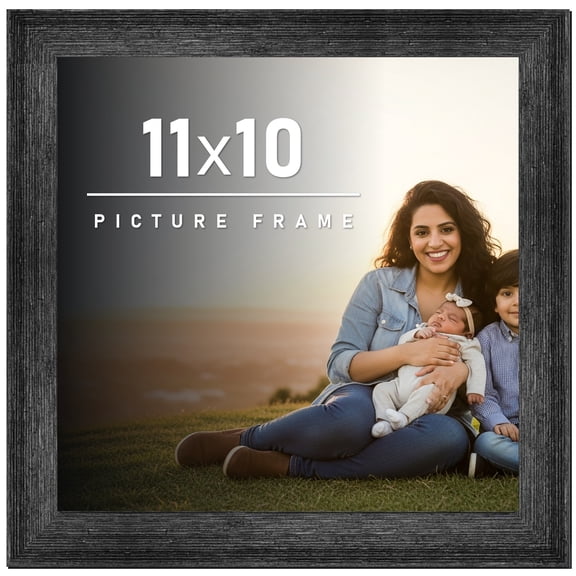 11x10 Frame Black Rustic Barnwood Solid Wood Picture Frame | 1.5 Inch Moulding Width | Includes UV