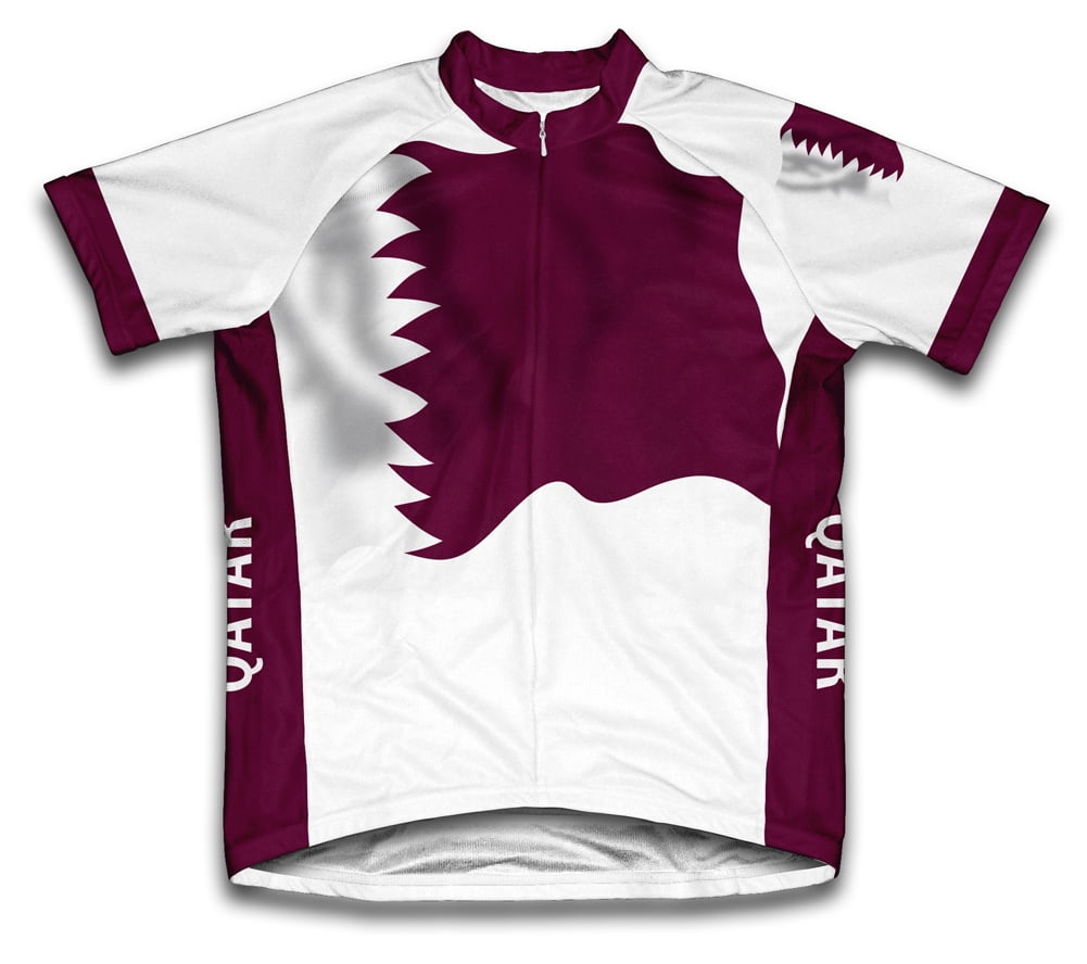 Qatar Flag Short Sleeve Cycling Jersey for Men Size XS
