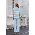 thumbnail image 3 of EKOUAER Pajama Set for Women 2 Piece Outfits Knit Sweater Sets Striped Top Wide Leg Long Pants Matching, 3 of 6