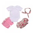 thumbnail image 4 of URMAGIC Birthday Outfit Baby Girls Romper+Ruffle Shorts+Headband+Leg Warmers Clothes 4Pcs Set 0-18 Months, 4 of 8