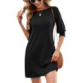 thumbnail image 2 of Vestido tipo camiseta LUYAA de manga larga con cuello redondo negro para mujer, 2 of 6