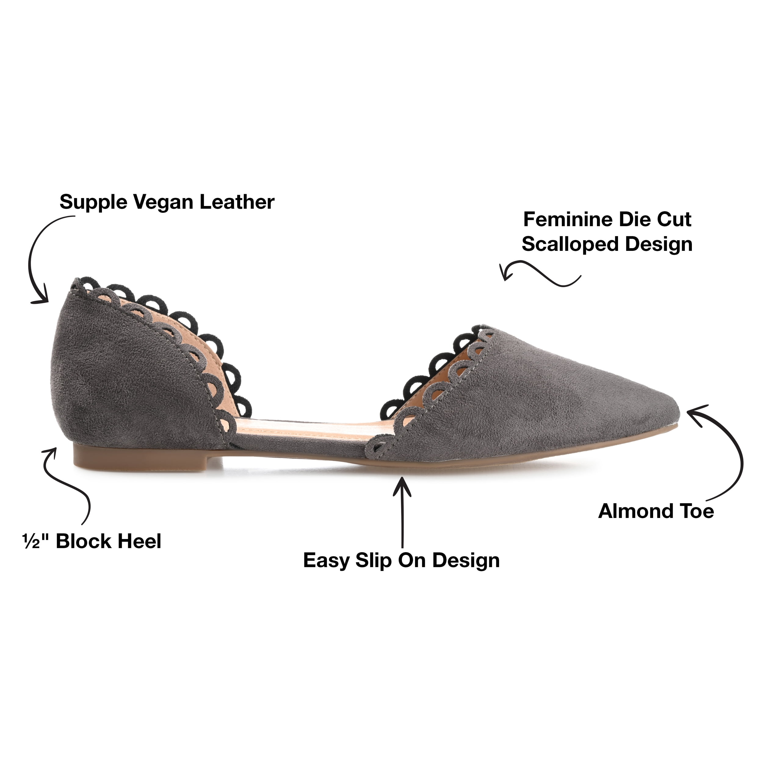 Journee Womens Jezlin Slip On Almond Toe Ballet Flats, Widths Available