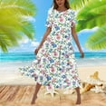 thumbnail image 2 of Drses Women's Casual Dresses Women's Flower Printing Casual Short Sleeve Crewneck Dress Casual Flowy Tiered Maxi Beach Dress Short Sleeve Dress for Women Summer, 2 of 6
