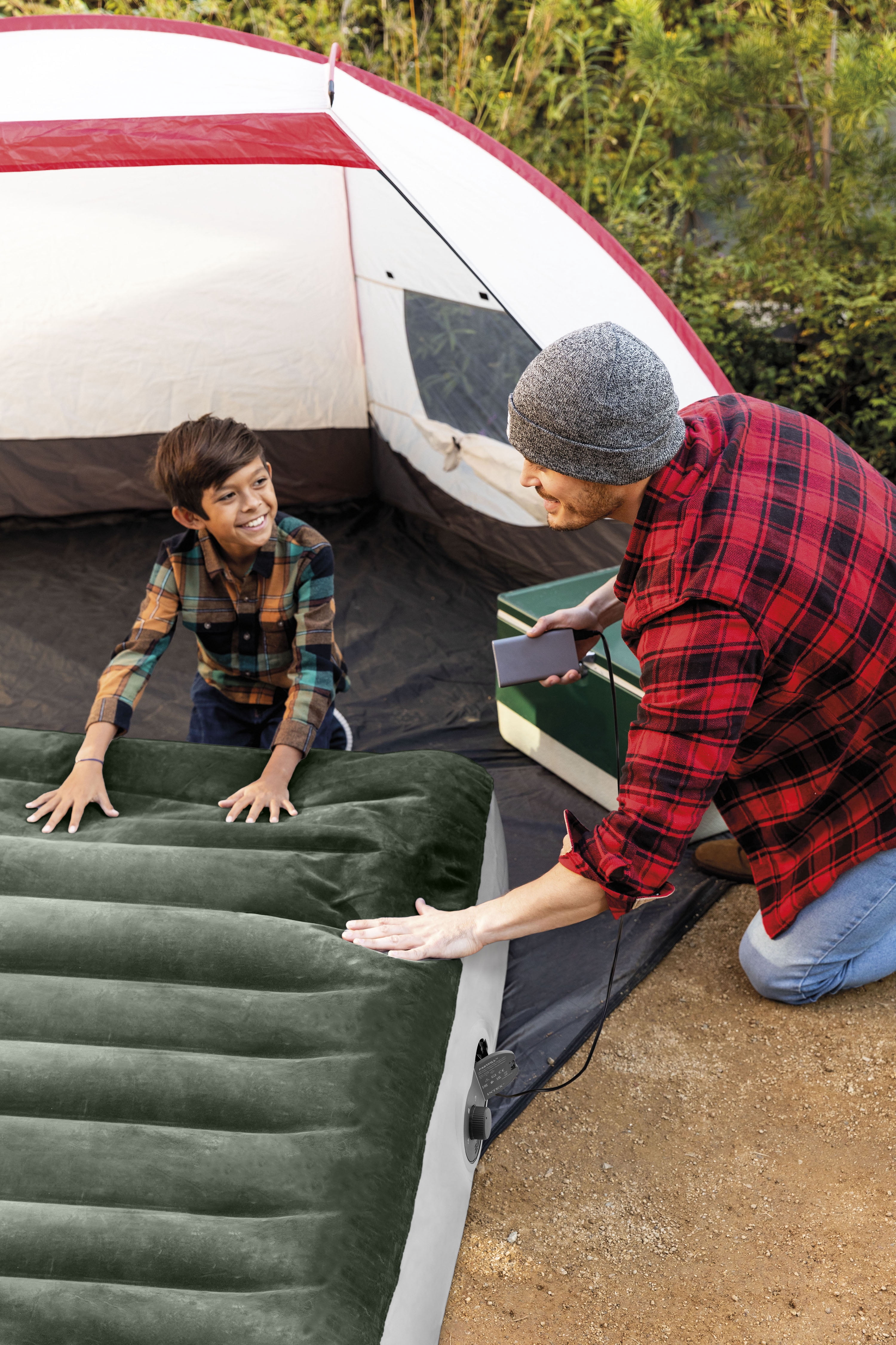 Intex 10in Queen Durabeam Prestige Air Mattress Bed with Internal Fastfill USB Powered Pump