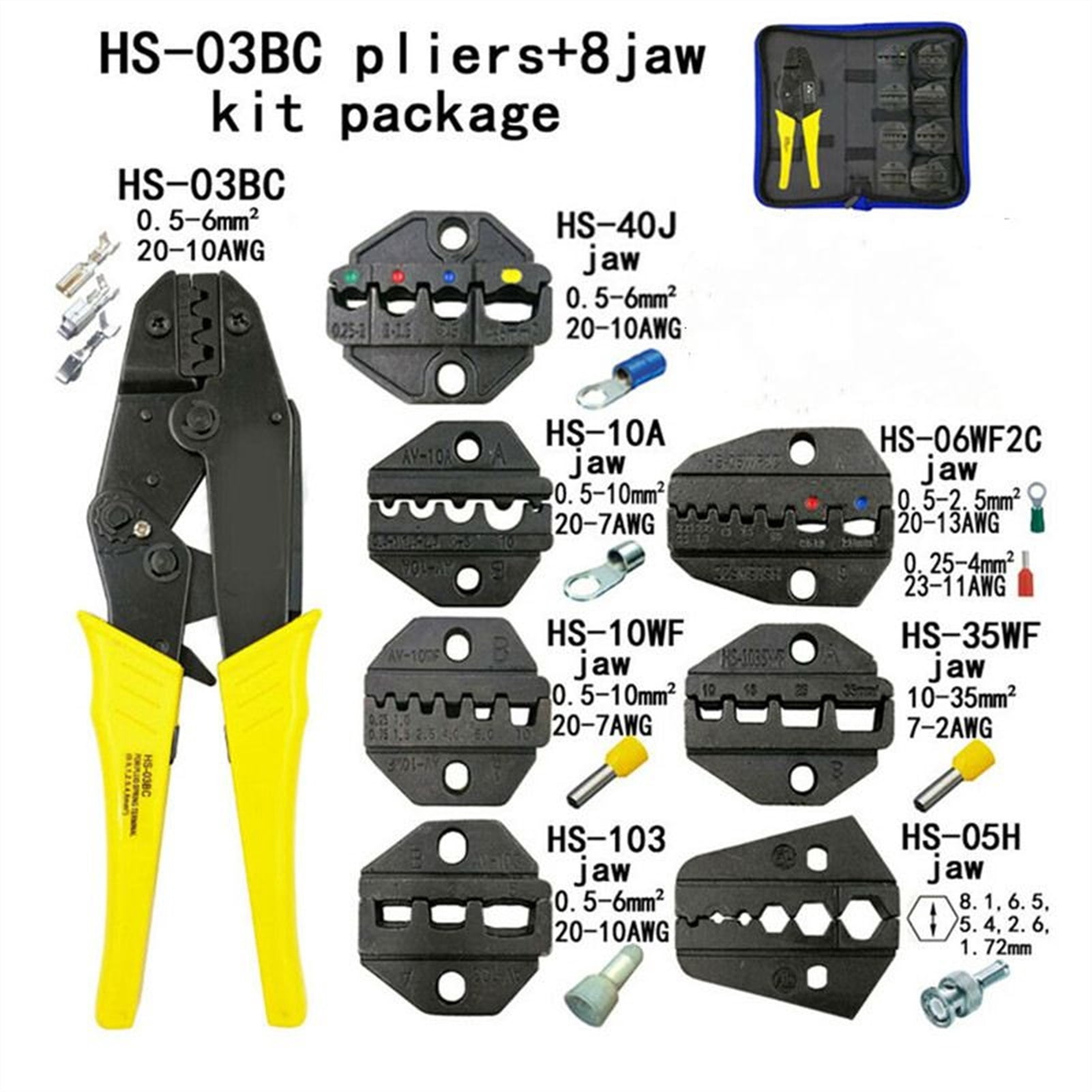 Crimping Tools HS-03BC Pliers Wire Crimpling Pliers Professional Wire Crimpers Engineering Ratchet Terminal DIY Electric Tool ,Durability That Lasts