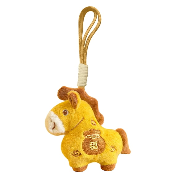 Uscallm 2026 Year Of The Horse Chinese Zodiac Plush Charm Hanging Decoration For Car Mirror Backpack Keychain Good Luck Mascot Fortune Embroidery Ornament