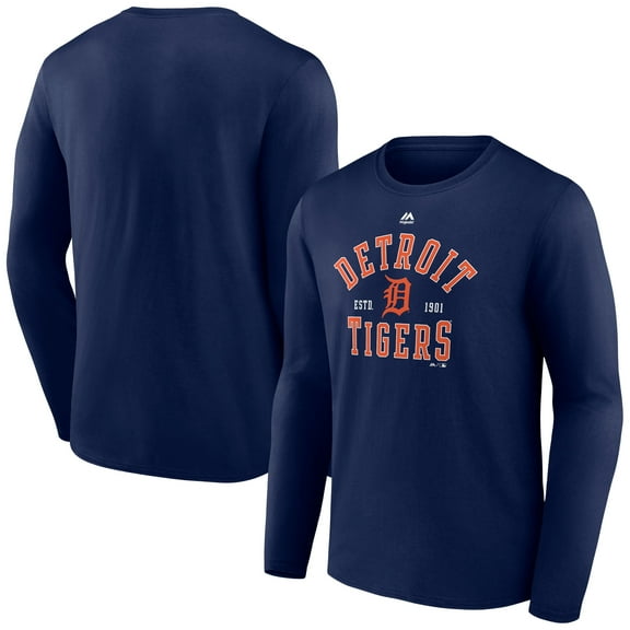 Men's Majestic Navy Detroit Tigers High Praise Long Sleeve T-Shirt