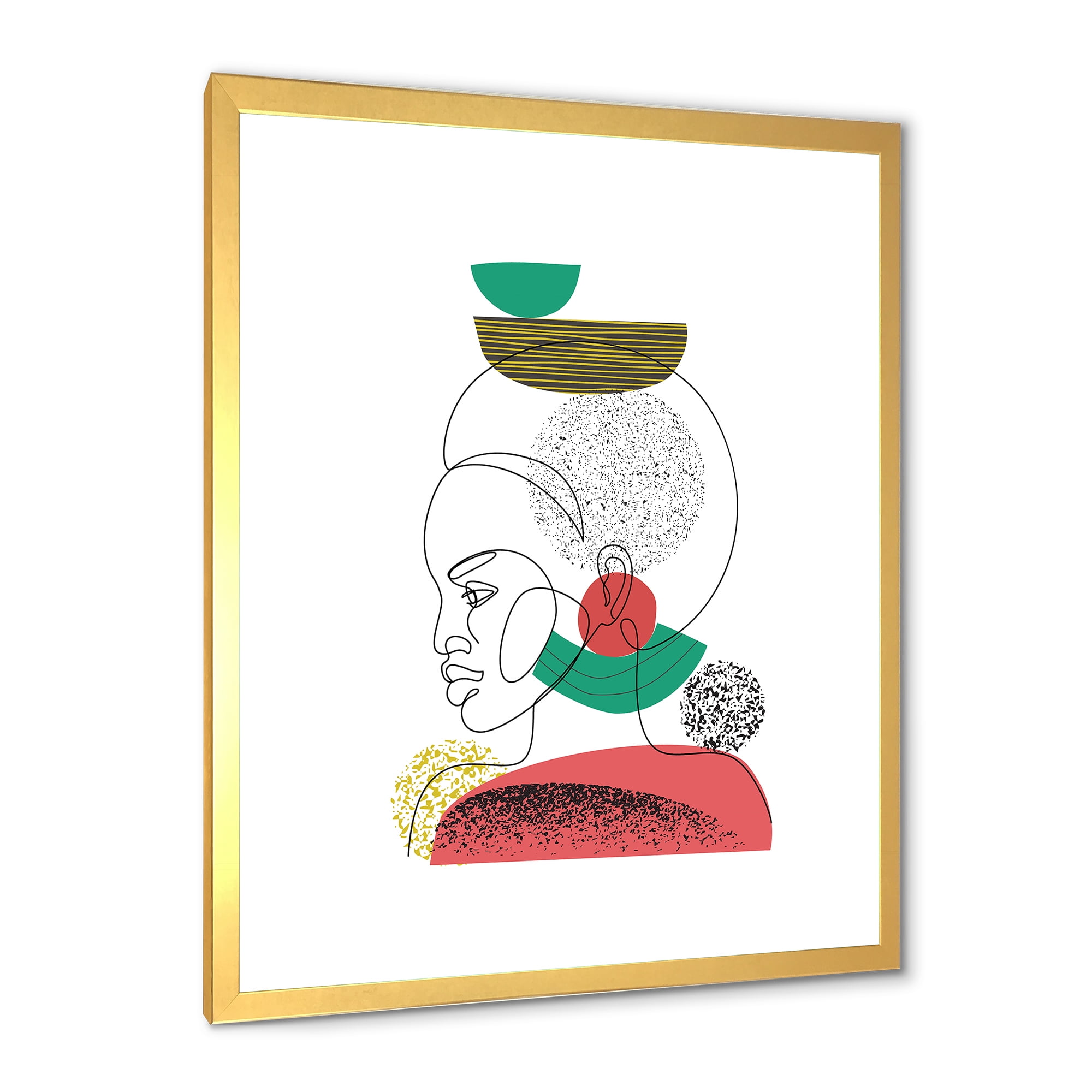 Designart 'One Line Portrait of Afro American Women VI' Modern Framed Art Print