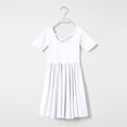 thumbnail image 2 of Stelle Short Sleeve Sundress A-Line Knee Length Flared Swing Cross Back Skater Skirt Midi Dress for girls,White,6 Years, 2 of 8