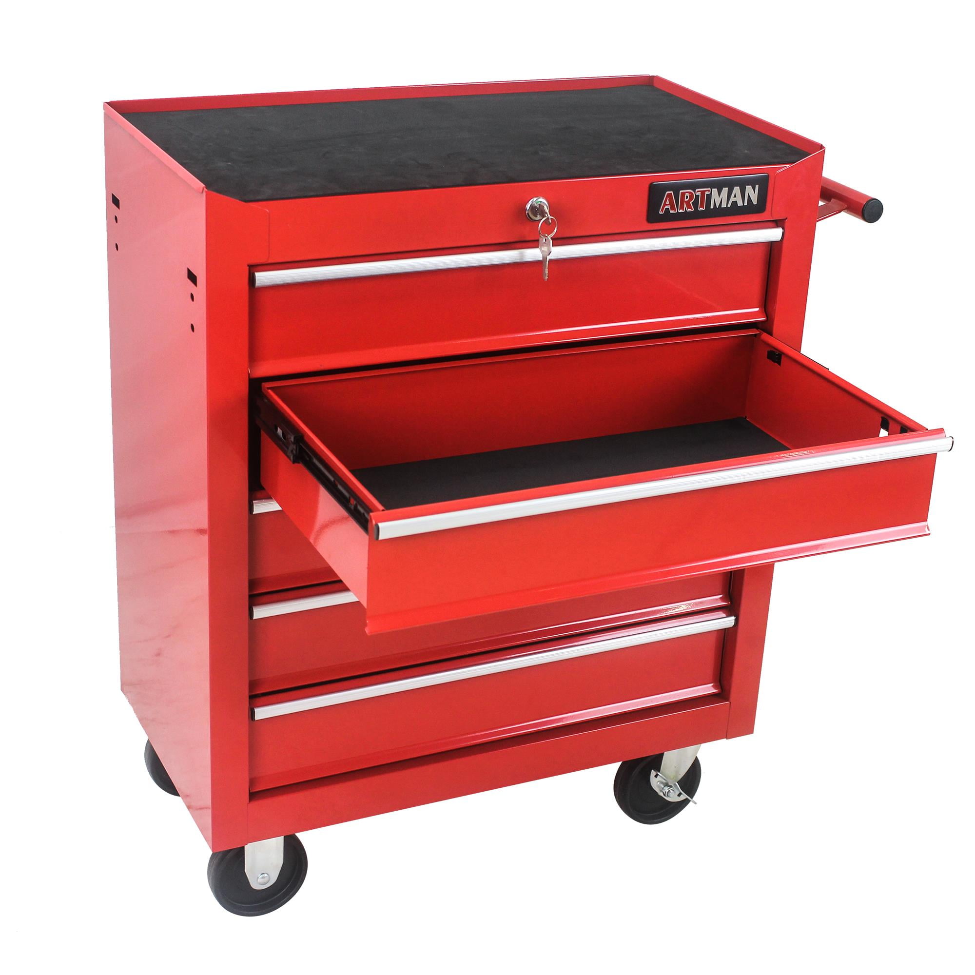 IVV Rolling Tool Chest, 5-Drawer Rolling Tool Box with Wheels, Keyed Locking System, Top and Drawer Liner, for Garage, Warehouse, Workshop, Repair Shop (Red)