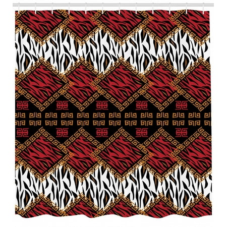 Safari Shower Curtain African Animal Skin Stylized Stripes In