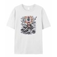thumbnail image 7 of Lighthouse Men's T Shirts Seagulls T-Shirt for Men Ocean Graffiti Crew Neck Tees Cotton Tops, White, 3XL, 7 of 7