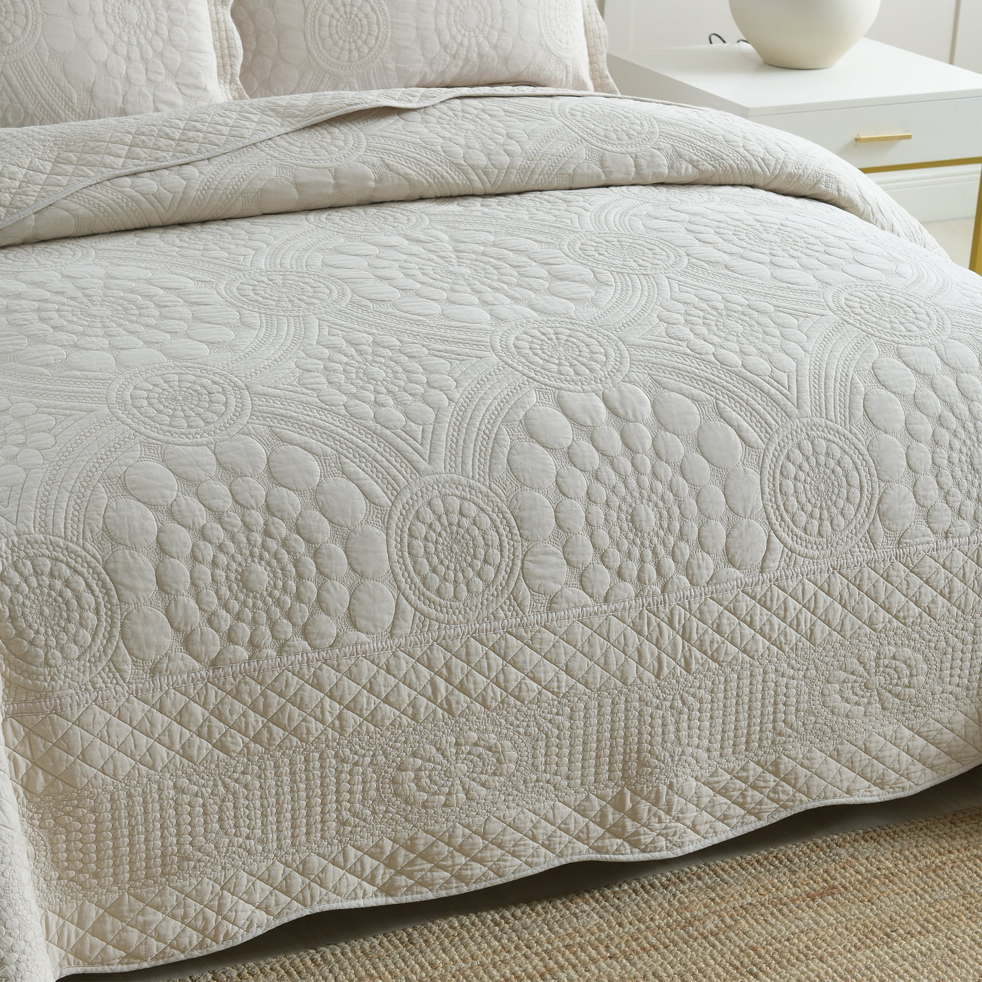 MarCielo 3-Piece Elegant Beige Coverlet Sets, King