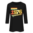 thumbnail image 4 of Women's Vintage Pullover Tops Crew Neck 3/4 Length Sleeve Tees 1976 Graphic Casual Comfy Trendy T Shirts (XL, Black), 4 of 4
