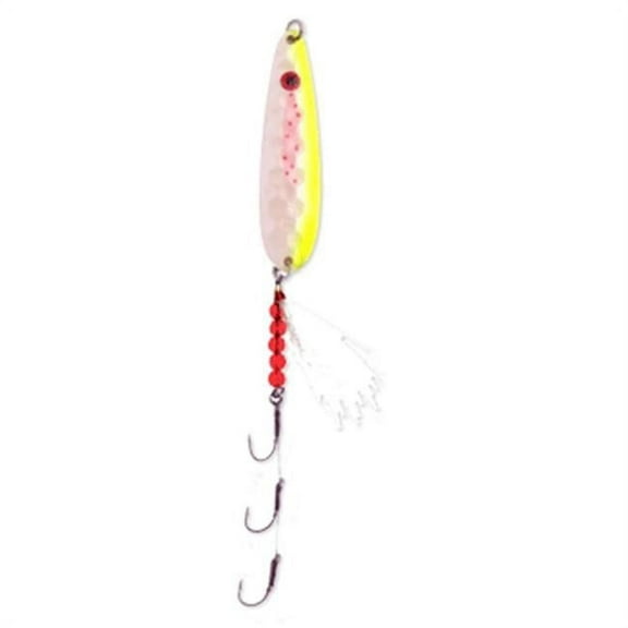 Thundermist Lures SP2-H-700 SP Bucktail Viper Spoon, Bleeding, Pearl & Chartreuse- Size 3