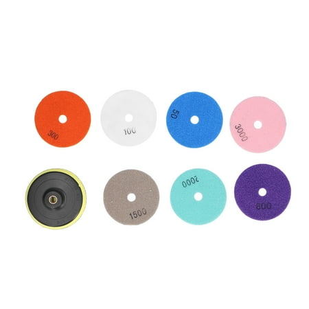

7Pcs Diamond Polishing Pads Wet Dry Polish Kit Grit 1Pc Backer Grinding Granite Marble 4in