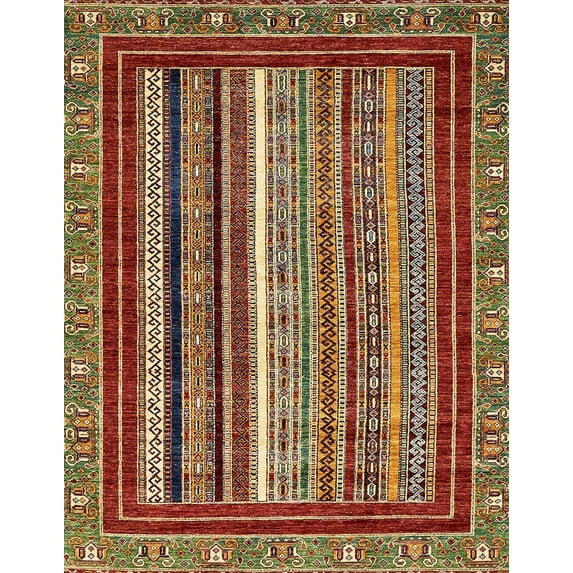 Ahgly Company Indoor Rectangle Abstract Saffron Red Southwestern Area Rugs, 2' x 4'