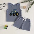 thumbnail image 2 of KPOPLK 2 Piece Toddler Baby Boy Clothes 6 12 18 24 Month 2T 3T Summer Outfits Sleeveless Tank Top T-Shirt + Casual Shorts Set(2-3 Years,Blue), 2 of 8