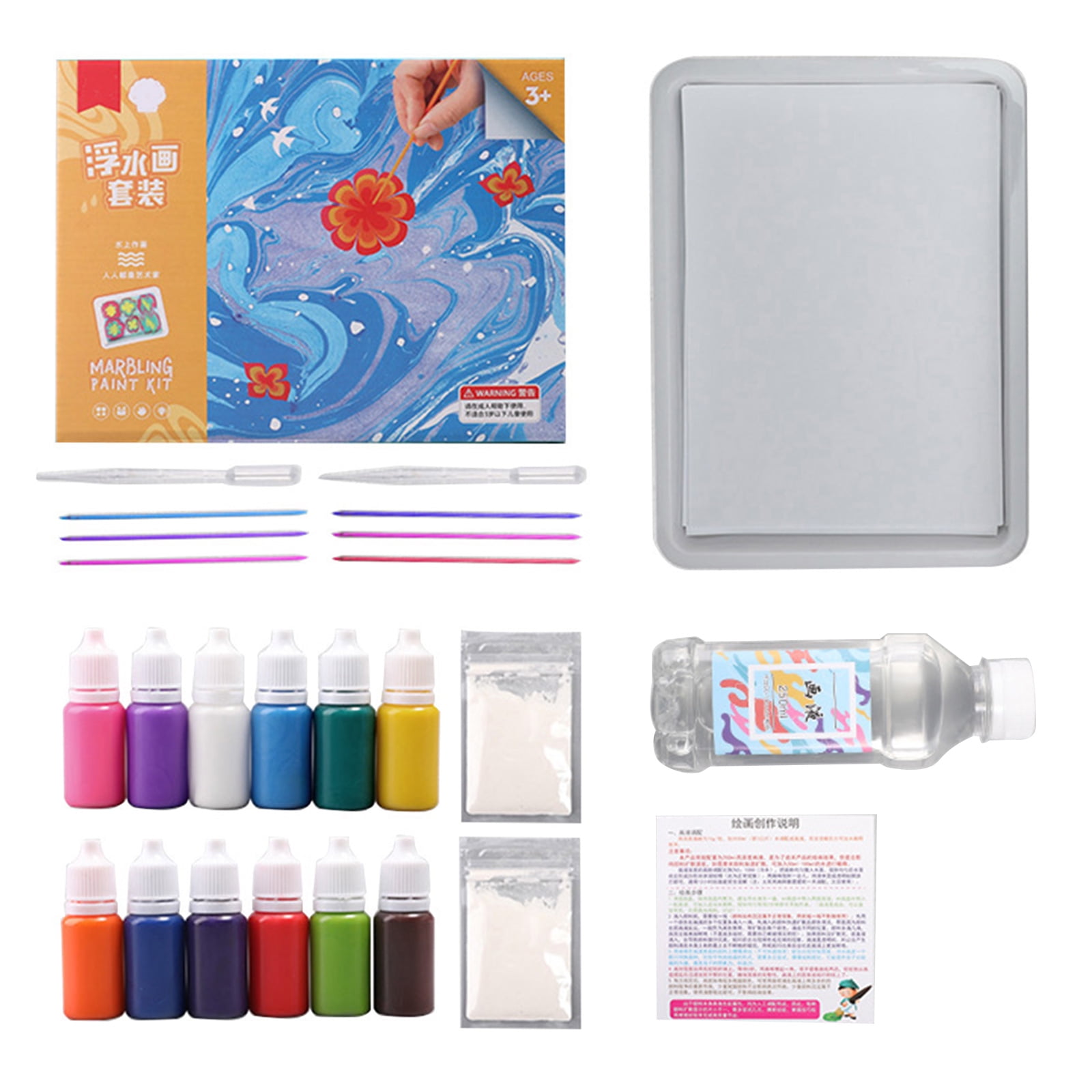 Water Marbling Paint Kit DIY Art Crafts Marble Paint on Water Creative Toy 6/12x