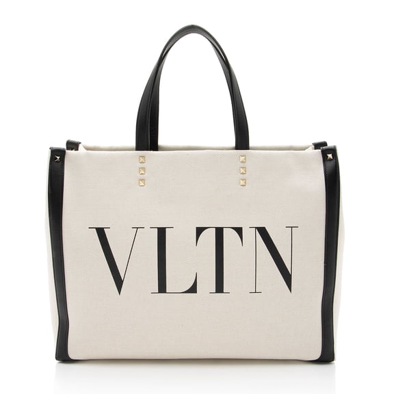 Pre-Owned Valentino Canvas Rockstud VLTN Grande Plage Small Tote
