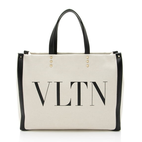 Pre-Owned Valentino Canvas Rockstud VLTN Grande Plage Small Tote