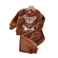 thumbnail image 3 of Pijamas de franela de otoño e invierno para niños y niñas, traje de vellón coral de otoño e invierno para bebés, ropa de vivienda engrosada con oso para el hogar, 3 of 6