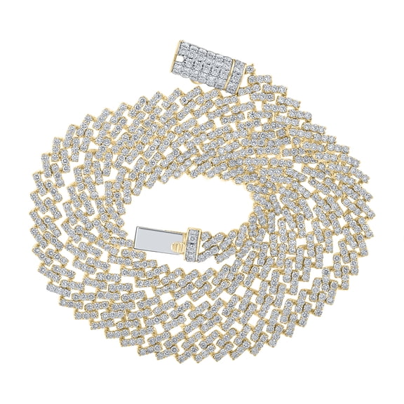14k Yellow Gold 22 1/3 CTW Natural Diamond (8.40MM) Straight Cuban Mens Chain (24 Inch) 72.57 Grams