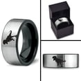 thumbnail image 4 of Tungsten Tyrannosaurus Rex Band Ring 8mm Men Women Comfort Fit Brushed Gray Flat Cut Black Polished, 4 of 4