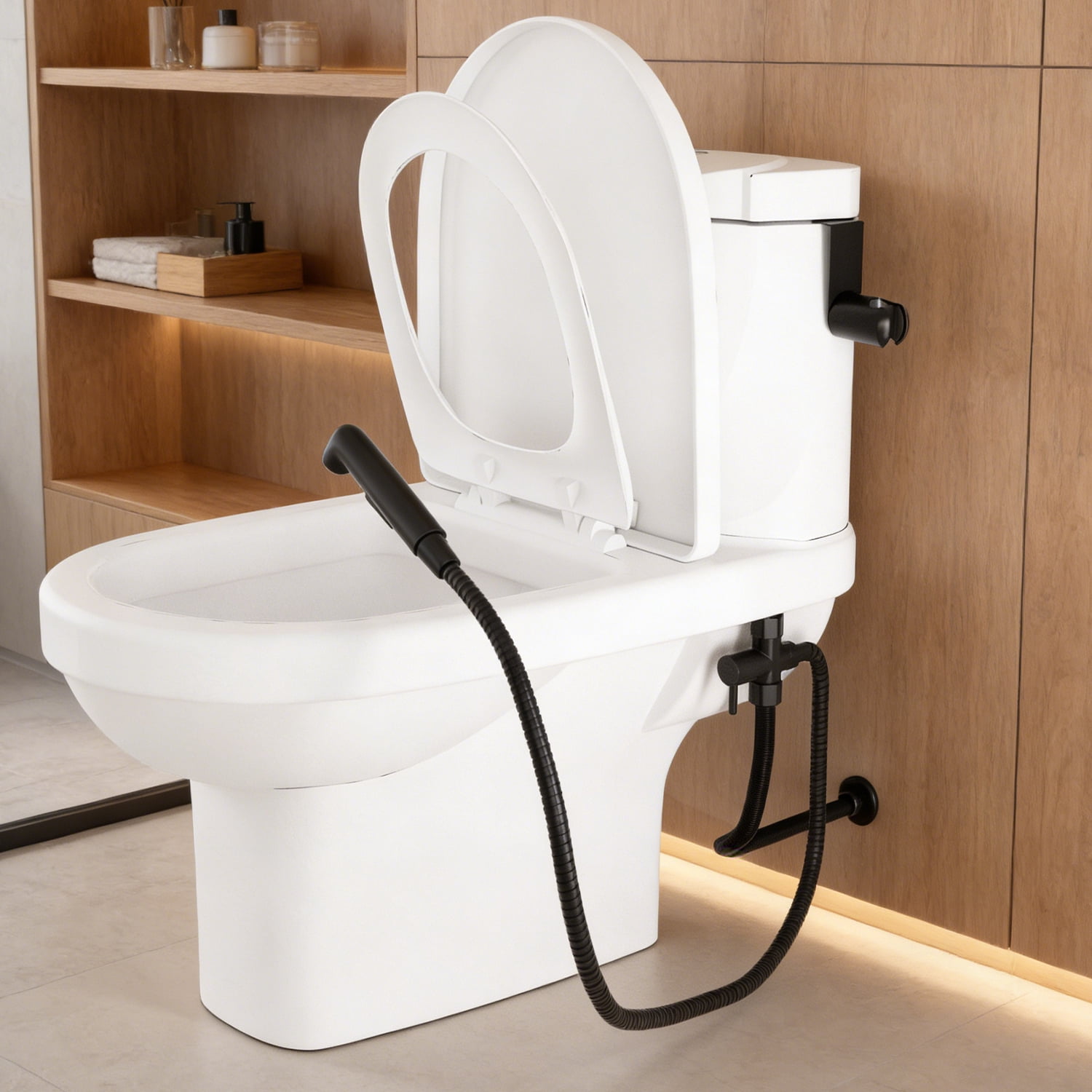 Bathroom Bidet Sprayer Attachment with Stainless Steel Hose, Shut Off Valve Toilet Sprayer Kit