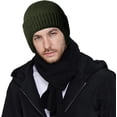 thumbnail image 4 of Muryobao Men's Knit Cuffed Beanie Warm Winter Fleece Lined Earflaps Hat Soft Acrylic Beanie Ski Skull Cap Army Green, 4 of 7