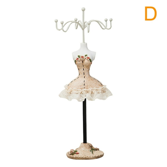 Deeceymbur Rotating Jewelry Display Stand Wooden Mannequin Necklace Earring Holder Showcase Decorative Organizer for Store Counter Home Vanity Resin Bust Prop