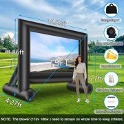 Inflatable Movie Screen Outdoor 15 Feet with Blower, Carry Bag, Tethers & Stakes, Black