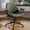 Green, variant on Genpo Mid Century Modern Office Desk Chair with Arms, Cognac Brown Faux Leather Computer Chair, Height Adjustable Vintage Swivel Task Chair for Home Office