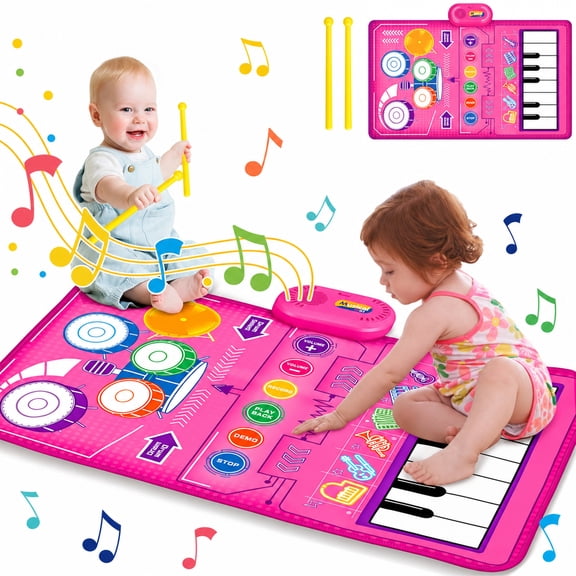 1 Year Old Girl Gifts, Piano Mat Baby Toys for 1 Year Old Girl, 2 in 1 Toddler Music Mat with Keyboard & Drum, Early Educational Musical Toys First Birthday Gifts for 1 2 Year Old Girls & Boys