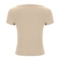 thumbnail image 6 of Women's Casual Short Sleeve Square Neck Summer Tops Ribbed Knit Slim Fit Tee Shirts, 6 of 7
