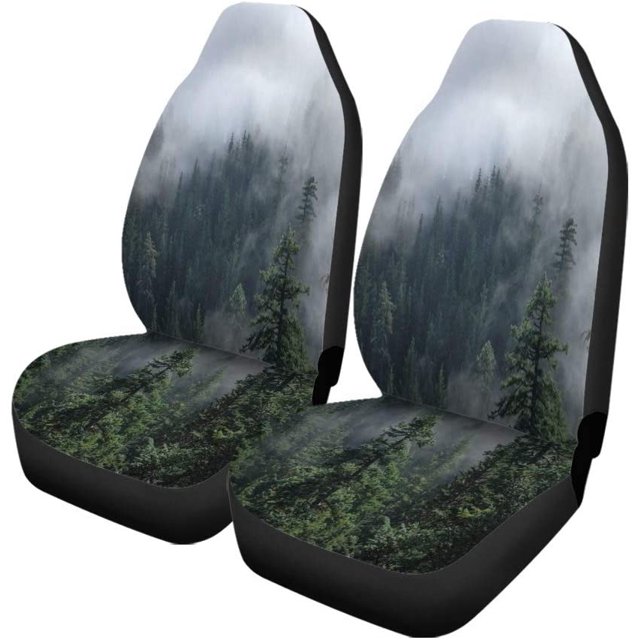 ABPHQTO Juego de 2 fundas para asientos de coche Forest Fog Universal Auto Asientos delanteros Protector para coche, SUV Sedan, camión