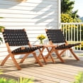 thumbnail image 2 of YODOLLA Patio Bistro Sets 3 Pieces Outdoor Folding Chair Outdoor Acacia Wood Natural Lounge Chair for Patio, Lawn, Garden, Fishing, Black, 2 of 16