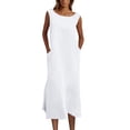 thumbnail image 5 of Annhoo Womens Cotton Linen Dresses Round Neck Sleeveless Plus Size Casual Comfy Beach Long Sundresses with Pockets, 5 of 6