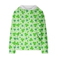 thumbnail image 5 of Luxalzxs Womens St. Patrick's Day Hooded Sweatshirts Waffle Long Sleeve Hoodies Fashion Clover Print Pullover Tops with Pocket, 5 of 5