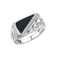 thumbnail image 3 of RYLOS Men's Rings 14K White Gold Classic Ring With Diamonds and Black Onyx Set in Designer 1/2 Nugget Rings For Men Size 13, 3 of 4