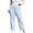 Light Blue, variant on Women's Plus Size Wide Leg Pants Elastic Waist Ribbed Knit Casual Lounge Trousers Relaxed Fit
