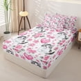thumbnail image 2 of Homewish Girls Cat Kitten Zipper Twin Comforter Sets with Fitted Sheet and 2 Pillowcases, Valentines Day Rose Zipper Bedding Set, Pink Reversible, 4 Pieces, 2 of 6