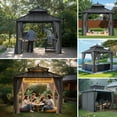 thumbnail image 3 of Sunjoy 10x10 Gazebo with Metal Roof, Curtain, and Netting, Gray Aluminum Posts, Kingston Series, 3 of 17