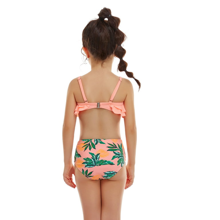 Toddler Baby Kids Little Girls Ruffles Floral Two Piece Swimsuit