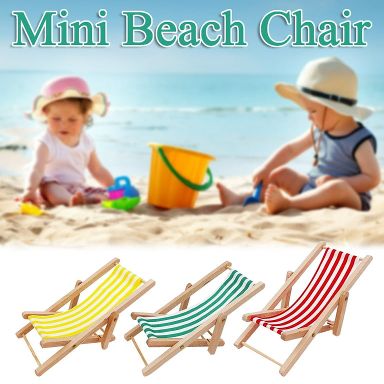 Miniature Kids Beach Chair Model Mini Foldable Beach Wood Chair Lounge Chairs for Mini House Beach Chair Home Decor Home Decoration
