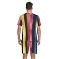 thumbnail image 6 of joogoo Men's Pajama Set Rainbow Stripes Pattern V-Neck Pj Shorts Set 2 Piece Loungewear Sleepwear S, 6 of 7
